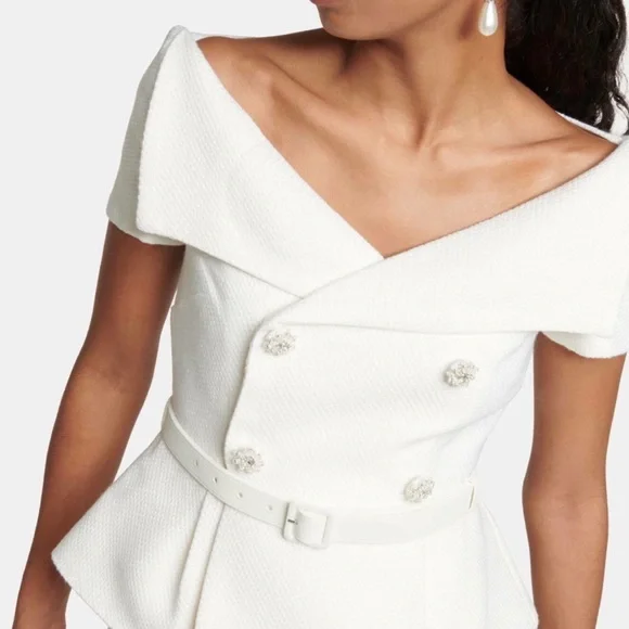 Self-Portrait Cream A-Line Midi Dress - Picture 2 of 10